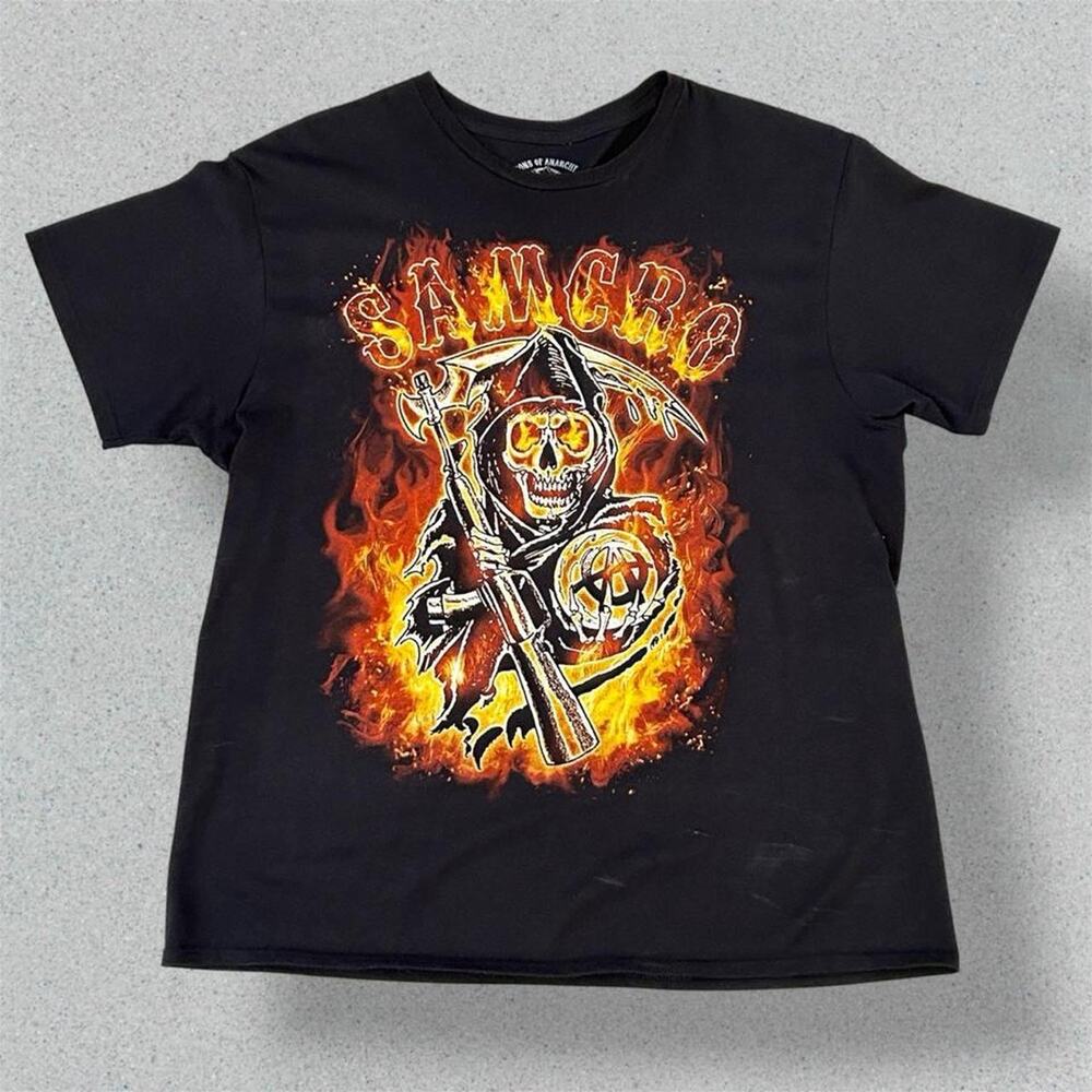 Sons of Anarchy SAMCRO Flaming Reaper Graphic Tee - Size L